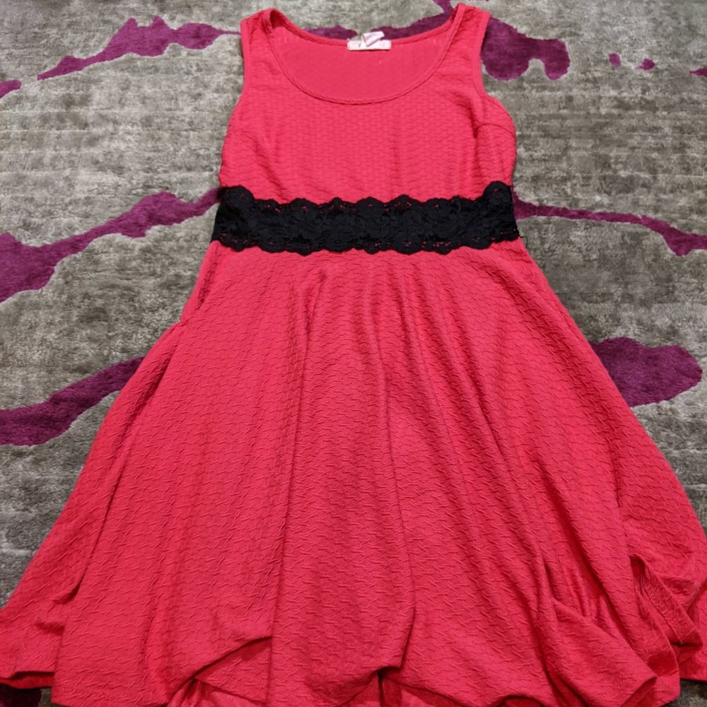 Pink Dress with Black See Through Lace